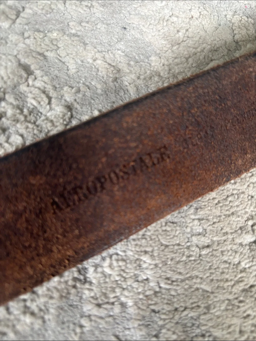 Aeropostale Brown Leather Belt with Rectangular Silver Plate Buckle